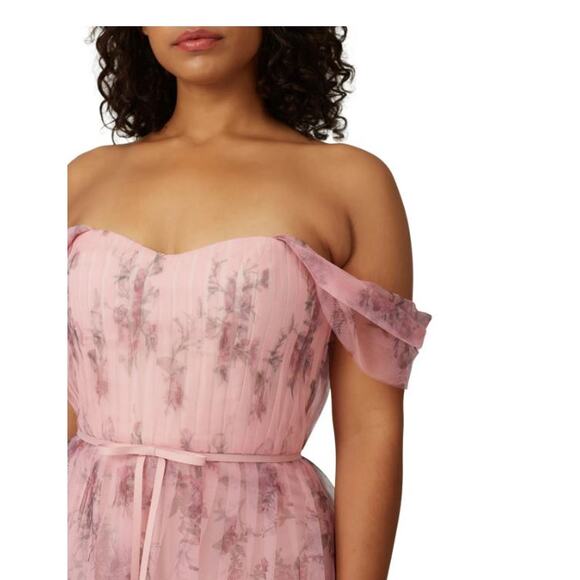 Marchesa Notte Bridesmaid Floral Tulle Gown Blush Pink Women's Size 14 FLAW - Picture 2 of 14